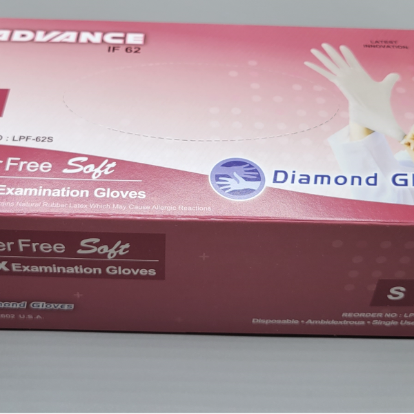 Diamond Advance Latex Exam Gloves Polymer Coated Powder