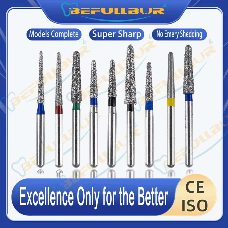 TR Tpye 10PCS Dental Diamond Burs Polishing Teeth Stainless Steel for High Speed Handpiece Dentistry Nail Polishing