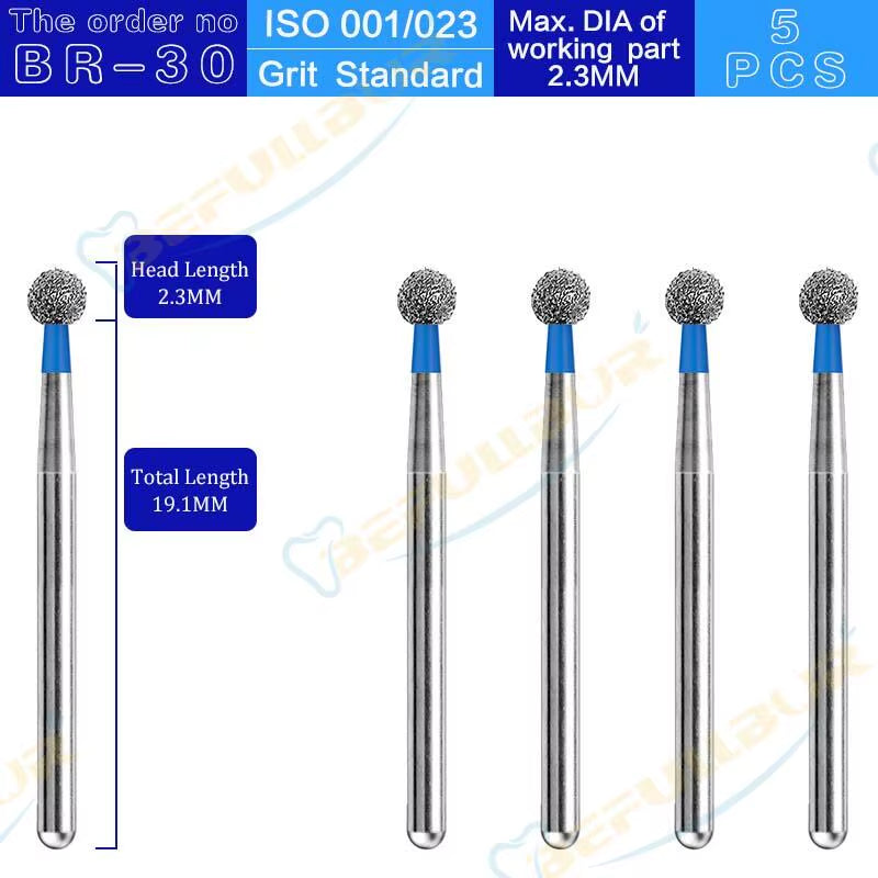 BR Tpye 5PCS Dental Diamond Burs for High Speed Handpiece Polishing Teeth Stainless Steel Dentistry Nail Polishing