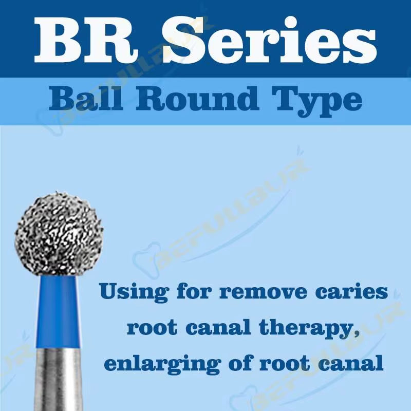 BR Tpye 5PCS Dental Diamond Burs for High Speed Handpiece Polishing Teeth Stainless Steel Dentistry Nail Polishing