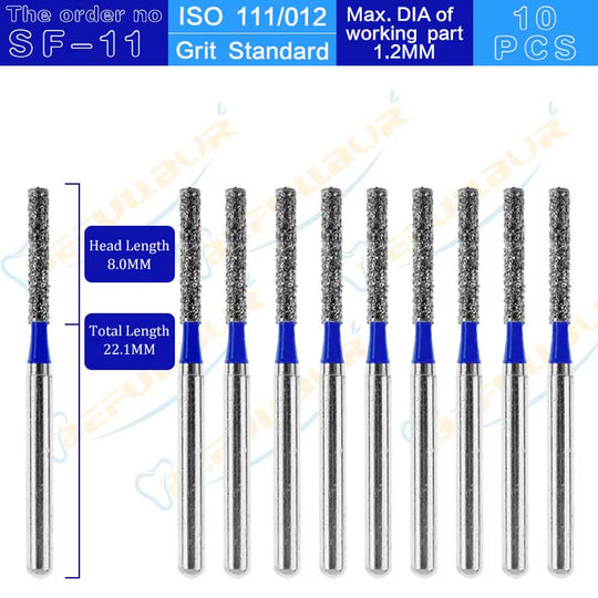 10PCS SF Tpye Dental Diamond Burs Polishing Teeth Stainless Steel for High Speed Handpiece Dentistry Nail Polishing
