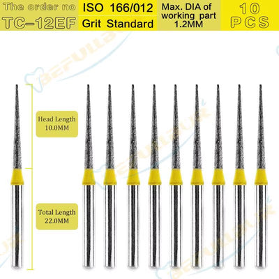 Dental Diamond Burs TC Tpye 10PCS Polishing Teeth Stainless Steel for High Speed Handpiece Dentistry Nail Polishing