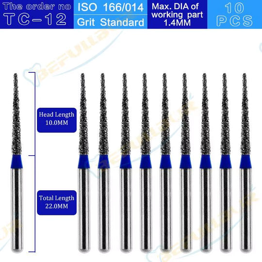Dental Diamond Burs TC Tpye 10PCS Polishing Teeth Stainless Steel for High Speed Handpiece Dentistry Nail Polishing