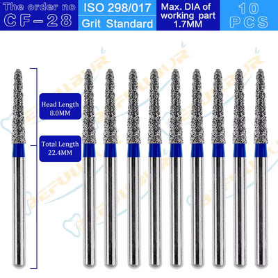 CF Tpye 10PCS Dental Diamond Burs Polishing Teeth Stainless Steel for High Speed Handpiece Dentistry Nail Polishing