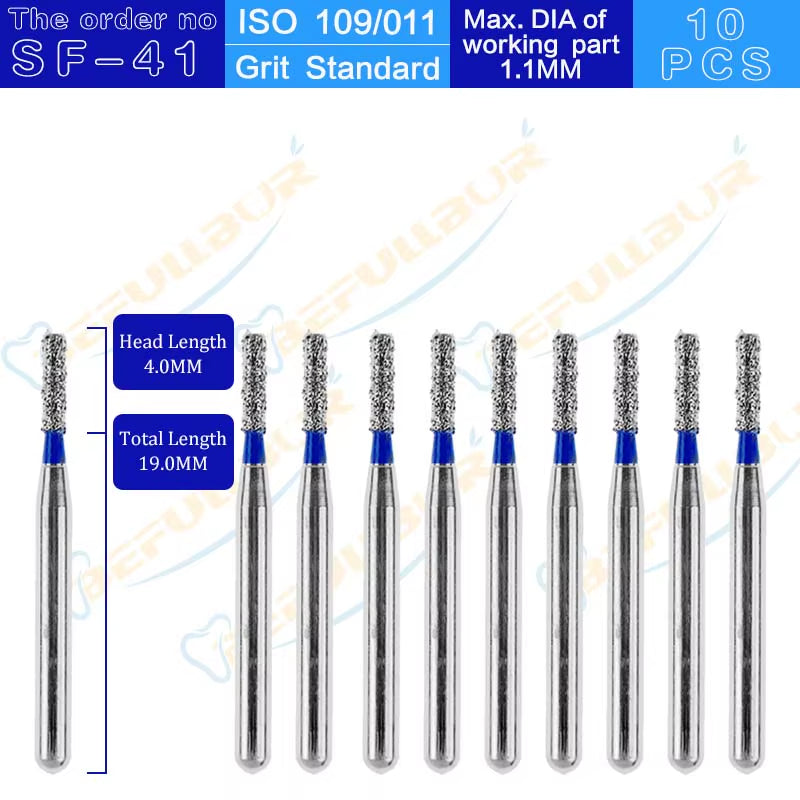 10PCS SF Tpye Dental Diamond Burs Polishing Teeth Stainless Steel for High Speed Handpiece Dentistry Nail Polishing
