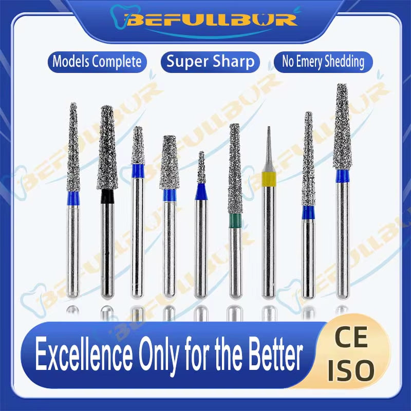 Dental Diamond Burs TF Tpye 10PCS Polishing Teeth Stainless Steel for High Speed Handpiece Dentistry Nail Polishing