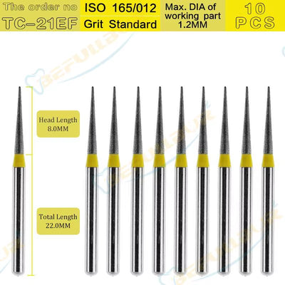 Dental Diamond Burs TC Tpye 10PCS Polishing Teeth Stainless Steel for High Speed Handpiece Dentistry Nail Polishing