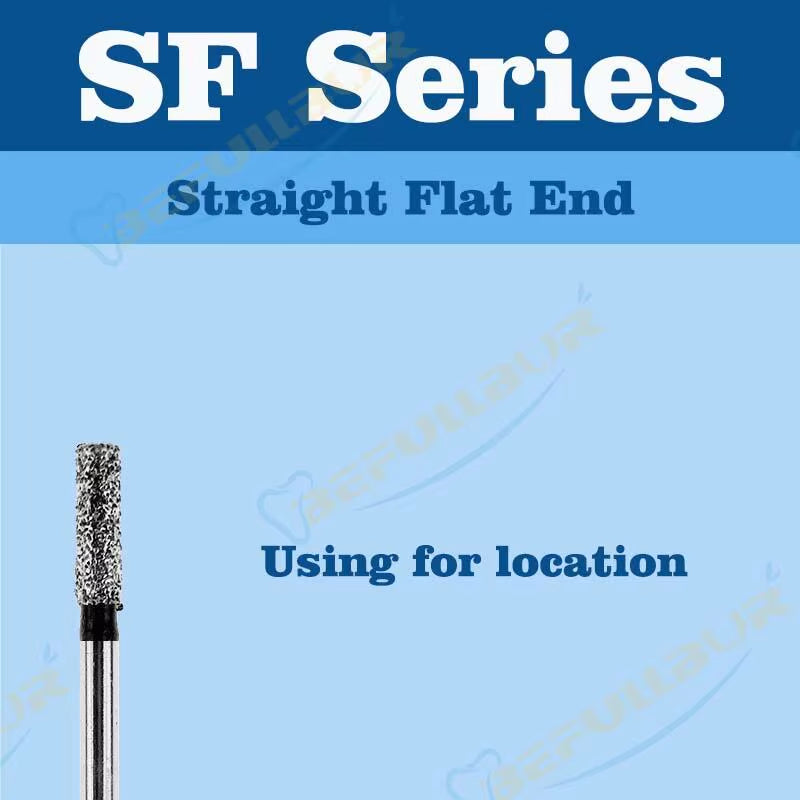 10PCS SF Tpye Dental Diamond Burs Polishing Teeth Stainless Steel for High Speed Handpiece Dentistry Nail Polishing