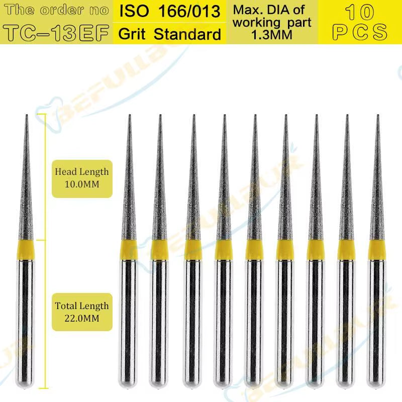 Dental Diamond Burs TC Tpye 10PCS Polishing Teeth Stainless Steel for High Speed Handpiece Dentistry Nail Polishing
