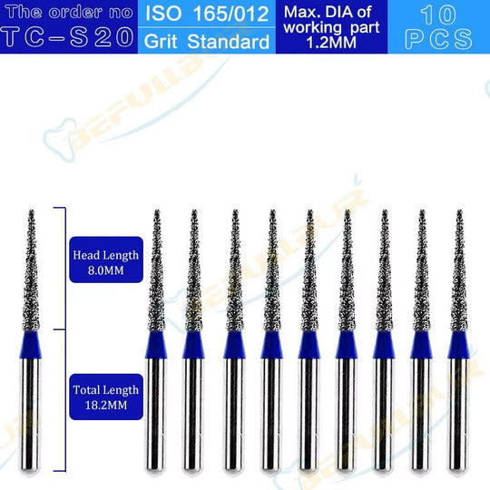 Dental Diamond Burs TC Tpye 10PCS Polishing Teeth Stainless Steel for High Speed Handpiece Dentistry Nail Polishing