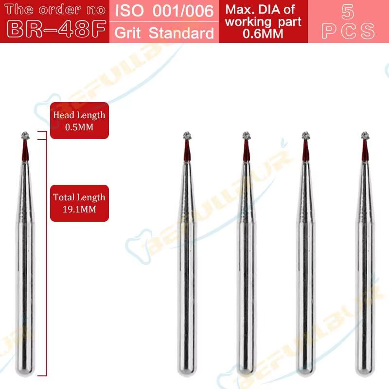 BR Tpye 5PCS Dental Diamond Burs for High Speed Handpiece Polishing Teeth Stainless Steel Dentistry Nail Polishing