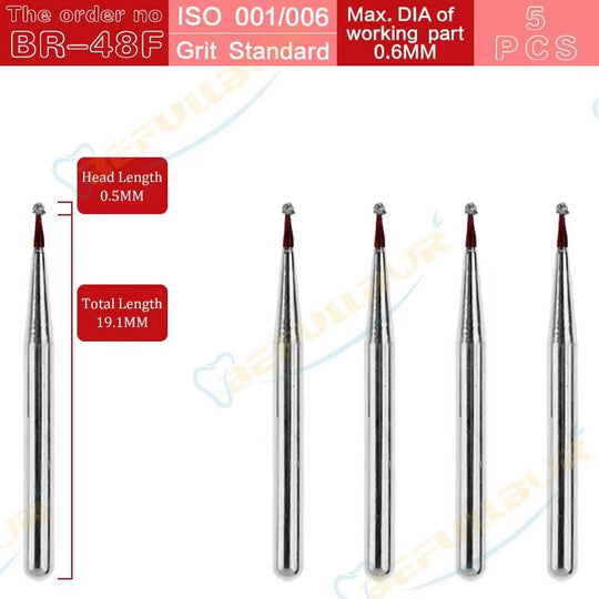 BR Tpye 5PCS Dental Diamond Burs for High Speed Handpiece Polishing Teeth Stainless Steel Dentistry Nail Polishing