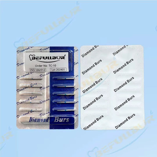 TR Tpye 10PCS Dental Diamond Burs Polishing Teeth Stainless Steel for High Speed Handpiece Dentistry Nail Polishing