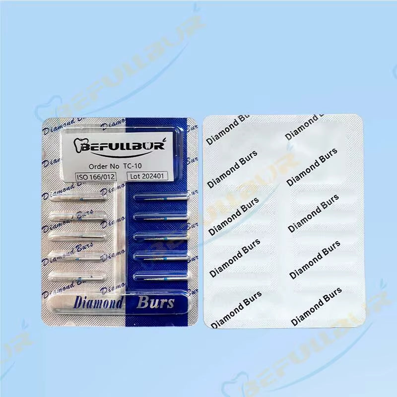 TR Tpye 10PCS Dental Diamond Burs Polishing Teeth Stainless Steel for High Speed Handpiece Dentistry Nail Polishing