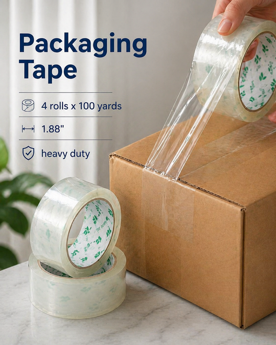 Clear Heavy Duty Packaging Tape – 4 Rolls, 1.88" x 100 Yards Each