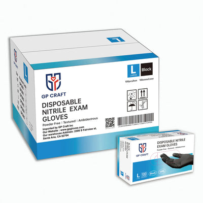 5mil Black Disposable Exam Nitrile Gloves 1,000pcs per Case