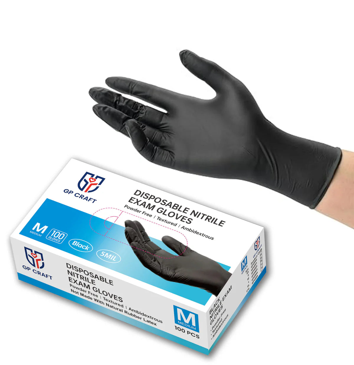 5mil Black Disposable Exam Nitrile Gloves 1,000pcs per Case