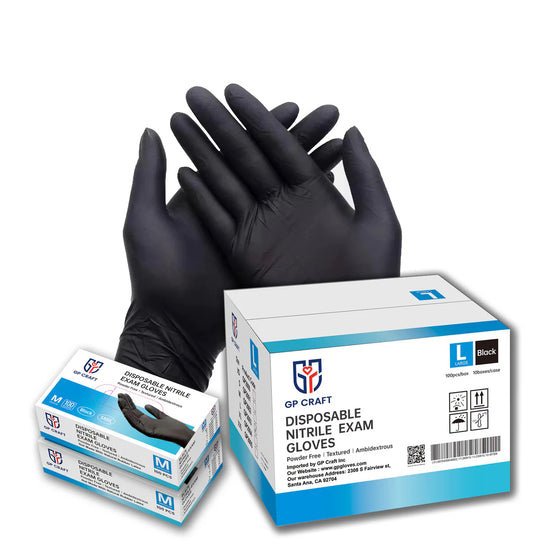 3.5mil Black, 5mil Black and 4mil Pink Disposable Exam Nitrile Gloves 1,000pcs per Case