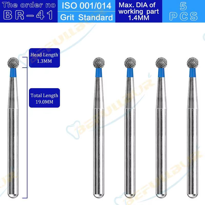BR Tpye 5PCS Dental Diamond Burs for High Speed Handpiece Polishing Teeth Stainless Steel Dentistry Nail Polishing