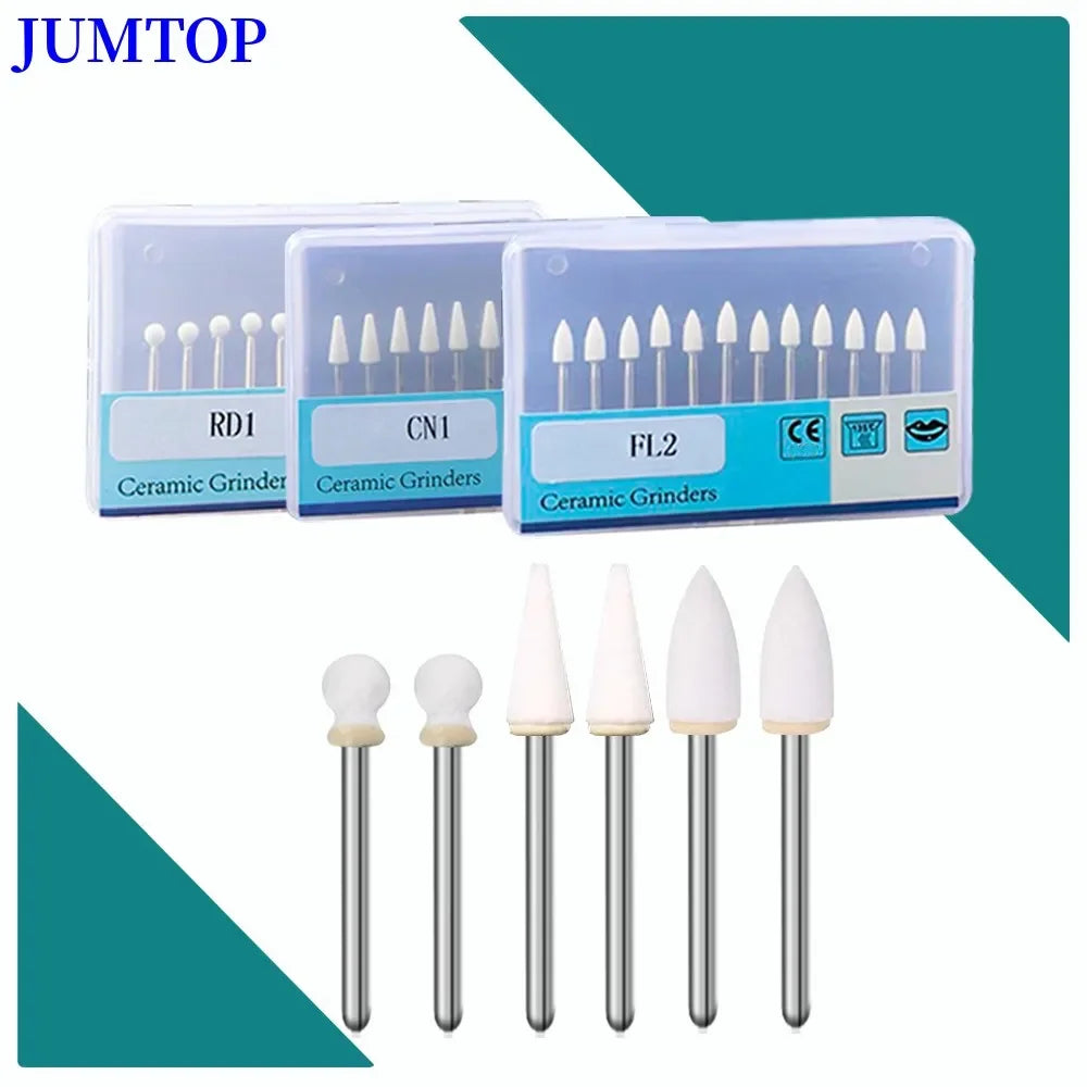 Dental White Stone Polishing FG Burs Cone/Flame/Round Shape Abrasion Bur Fit for High Speed Handpiece 1.6Mm Dentistry Material