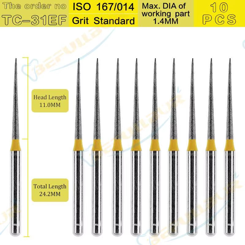 Dental Diamond Burs TC Tpye 10PCS Polishing Teeth Stainless Steel for High Speed Handpiece Dentistry Nail Polishing