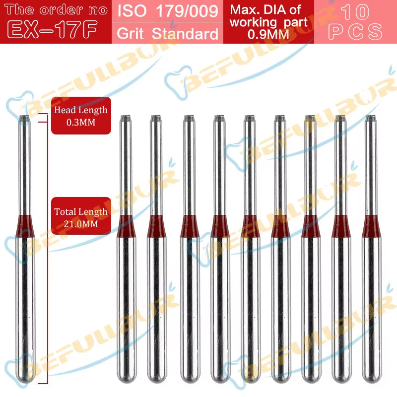 10PCS EX Tpye Dental Diamond Burs Polishing Teeth Stainless Steel for High Speed Handpiece Dentistry Nail Polishing