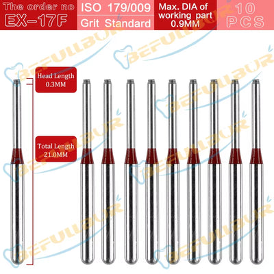 10PCS EX Tpye Dental Diamond Burs Polishing Teeth Stainless Steel for High Speed Handpiece Dentistry Nail Polishing