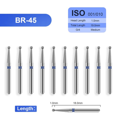 10Pcs/Box Dental Diamond Burs Drill 1.6Mm Shank for High Speed Handpiece Burs Emery High Hardness Dentistry Nail Polishing