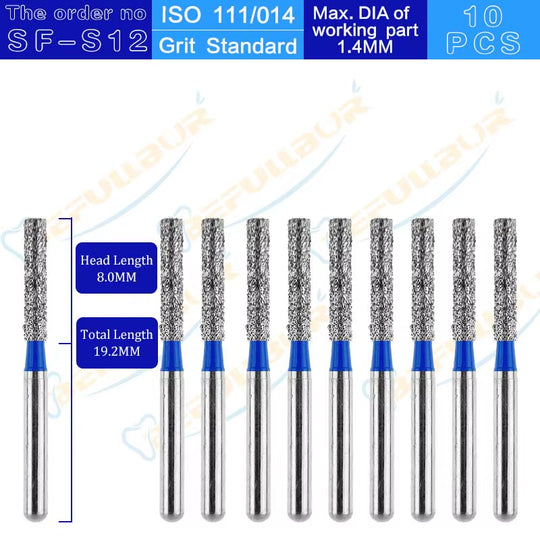 10PCS SF Tpye Dental Diamond Burs Polishing Teeth Stainless Steel for High Speed Handpiece Dentistry Nail Polishing