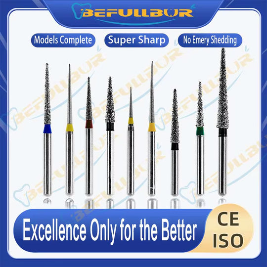 Dental Diamond Burs TC Tpye 10PCS Polishing Teeth Stainless Steel for High Speed Handpiece Dentistry Nail Polishing