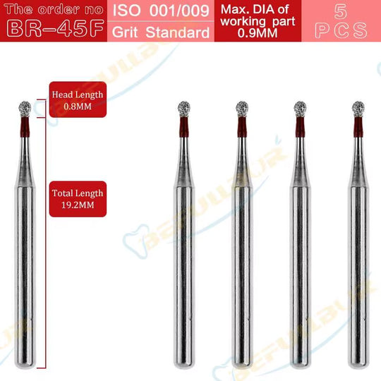 BR Tpye 5PCS Dental Diamond Burs for High Speed Handpiece Polishing Teeth Stainless Steel Dentistry Nail Polishing