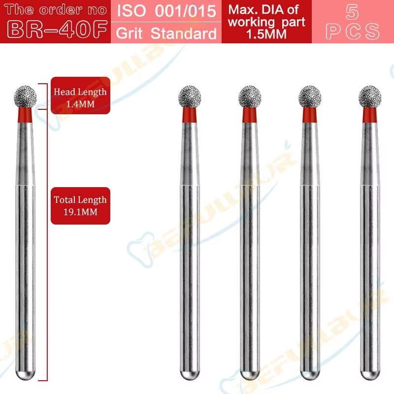 BR Tpye 5PCS Dental Diamond Burs for High Speed Handpiece Polishing Teeth Stainless Steel Dentistry Nail Polishing