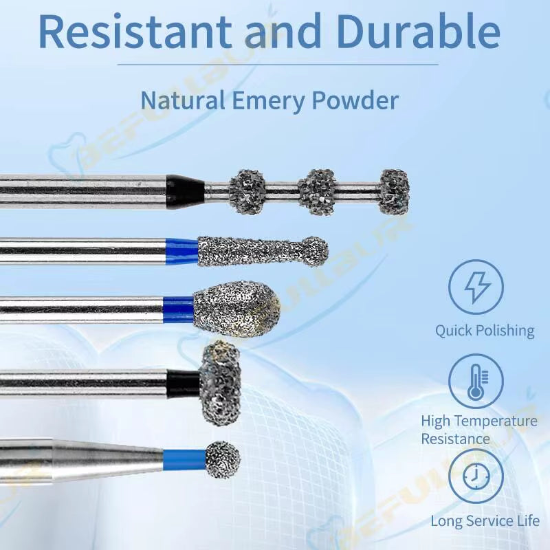 TF Tpye 10PCS Dental Diamond Burs Polishing Teeth Stainless Steel for High Speed Handpiece Dentistry Nail Polishing