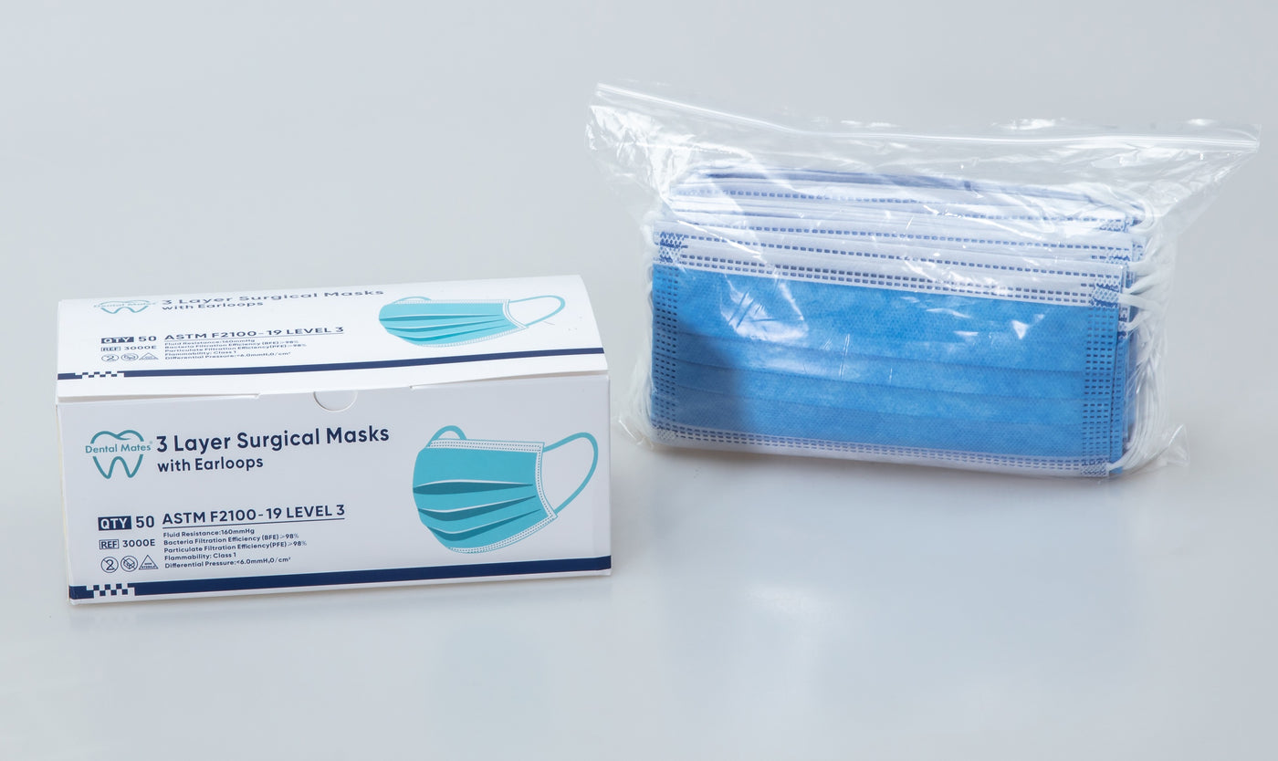 ASTM Level 3 Medical and Surgical Facemasks 1,000pcs per case FDA 510K cleared.