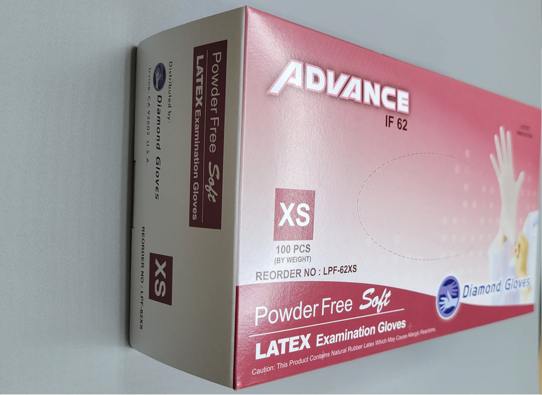 Diamond Advance Latex Exam Gloves 5.6mil Polymer Coated Powder Free 10 boxes per case