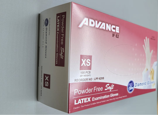 Diamond Advance Latex Exam Gloves 5.6mil Polymer Coated Powder Free 10 boxes per case