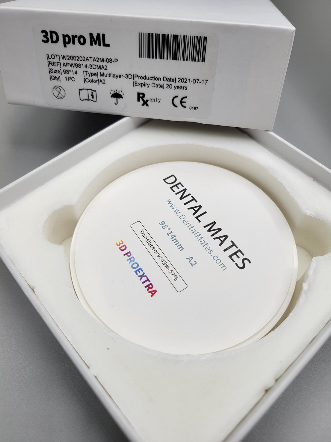 DENTAL MATES Zirconia 98mm Blocks Multilayer 3D PRO EXTRA