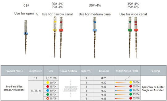 Endo PRO-FLEXI FILE, Blue 6pcs pack